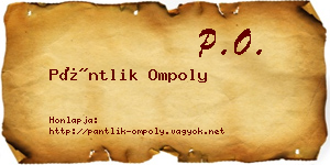 Pántlik Ompoly névjegykártya